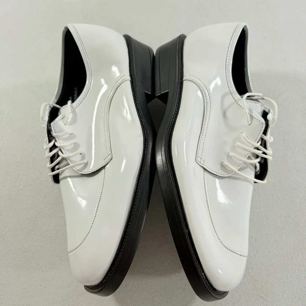 After Six Men's White Patent Leather Tuxedo Dress Shoes Oxfords Size 11.5 W NWOB